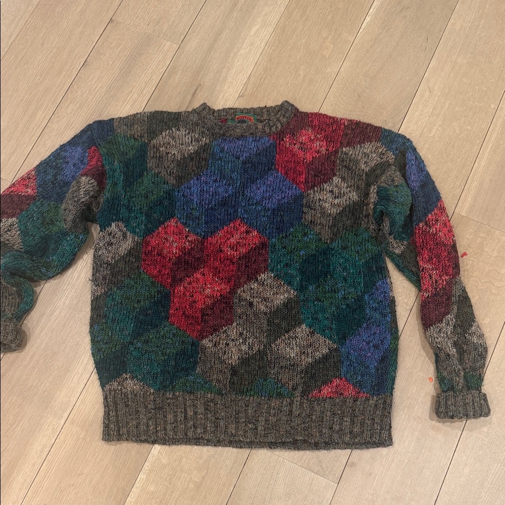 VINTAGE Men's Multicolor Geometric Sweater